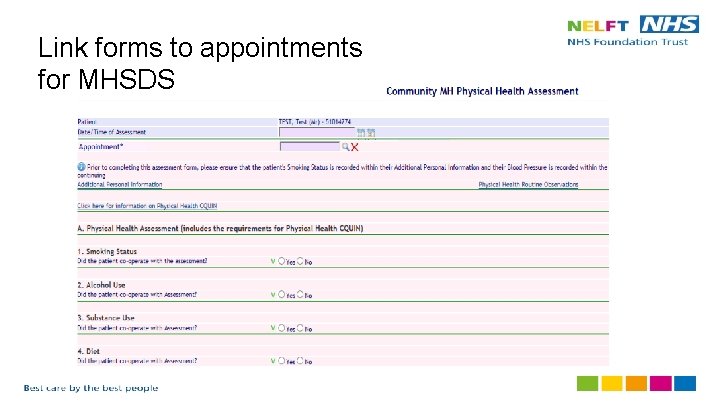 Link forms to appointments for MHSDS 