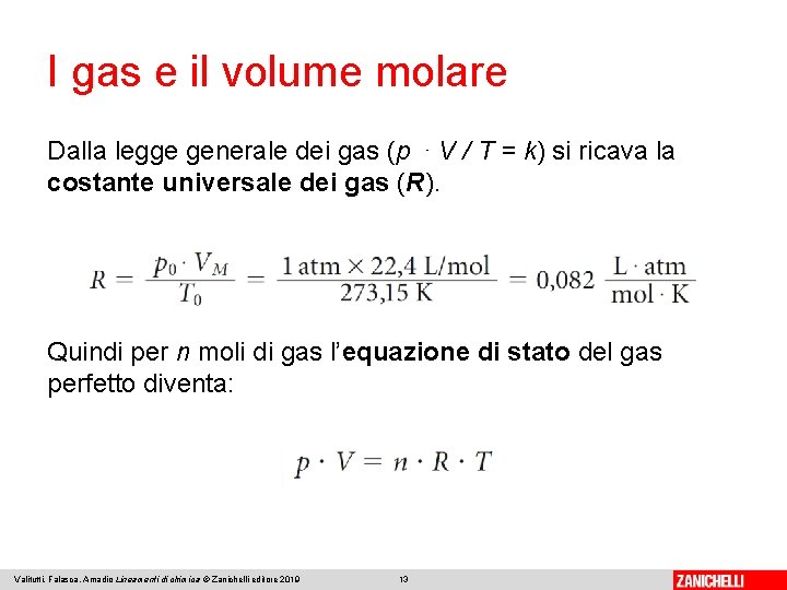 I gas e il volume molare Dalla legge generale dei gas (p ⋅ V