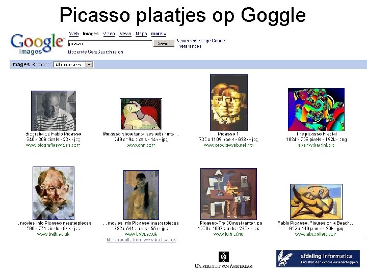 Picasso plaatjes op Goggle 