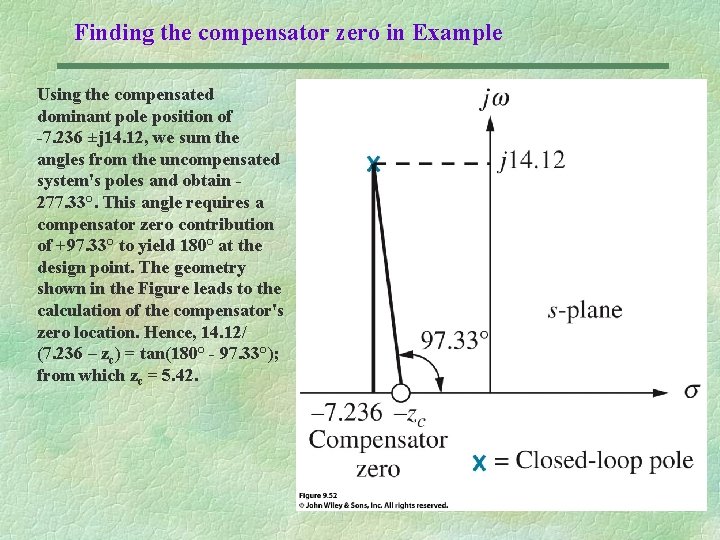 Finding the compensator zero in Example Using the compensated dominant pole position of -7.