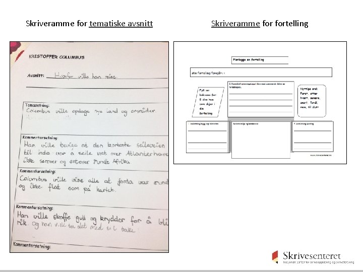 Skriveramme for tematiske avsnitt Skriveramme fortelling Skriveramme for tematiske avsnitt Skriveramme fortelling