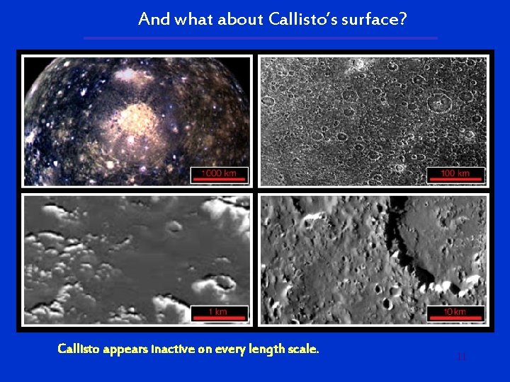 And what about Callisto’s surface? Callisto appears inactive on every length scale. 11 