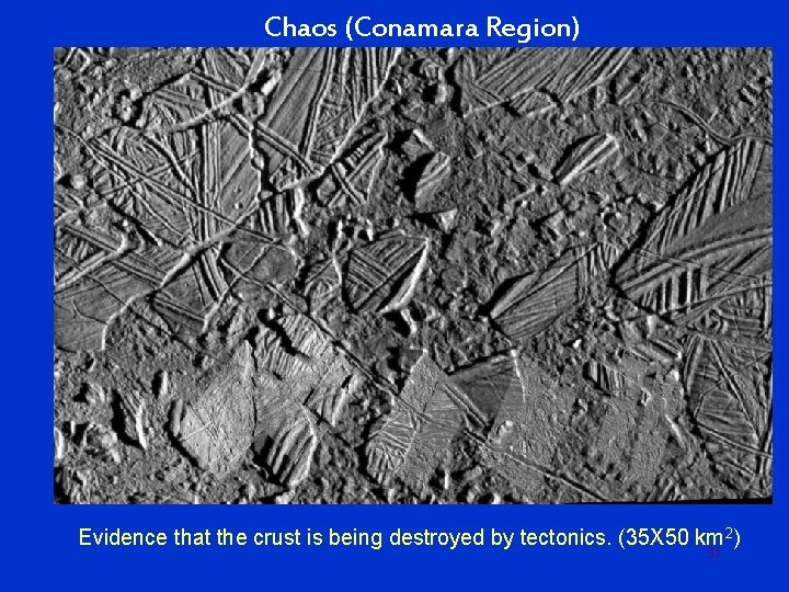 Chaos (Conamara Region) Evidence that the crust is being destroyed by tectonics. (35 X