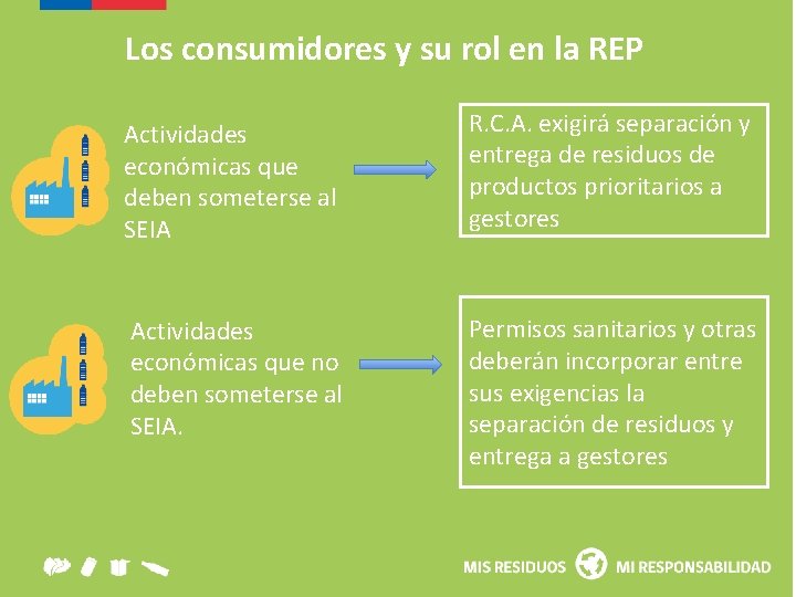 Los consumidores y su rol en la REP Actividades económicas que deben someterse al