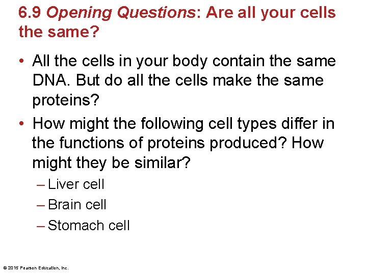 6. 9 Opening Questions: Are all your cells the same? • All the cells 6. 9 Opening Questions: Are all your cells the same? • All the cells