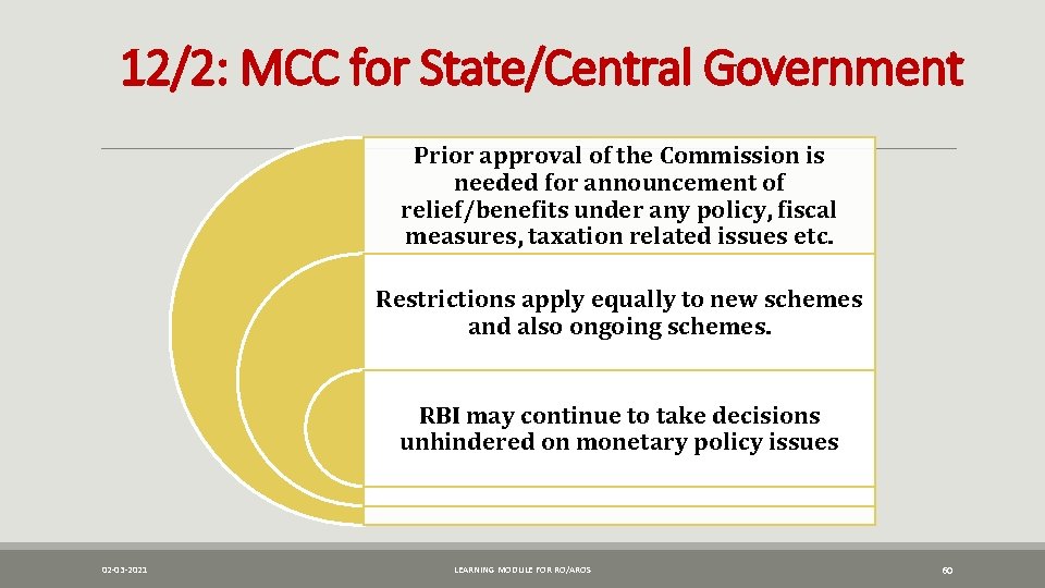 12/2: MCC for State/Central Government Prior approval of the Commission is needed for announcement