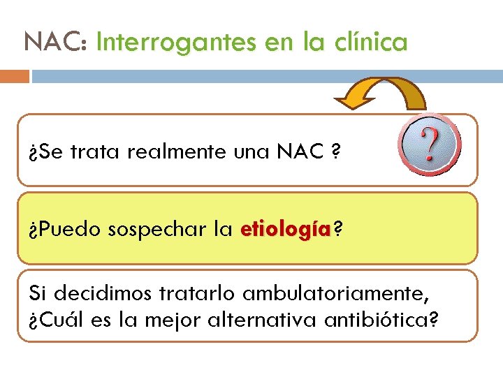 NAC: Interrogantes en la clínica ¿Se trata realmente una NAC ? ¿Puedo sospechar la