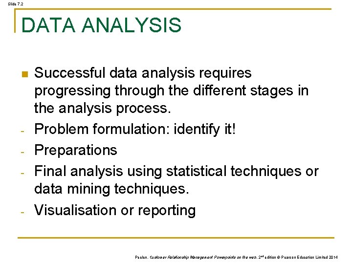 Slide 7. 2 DATA ANALYSIS n - - Successful data analysis requires progressing through Slide 7. 2 DATA ANALYSIS n - - Successful data analysis requires progressing through