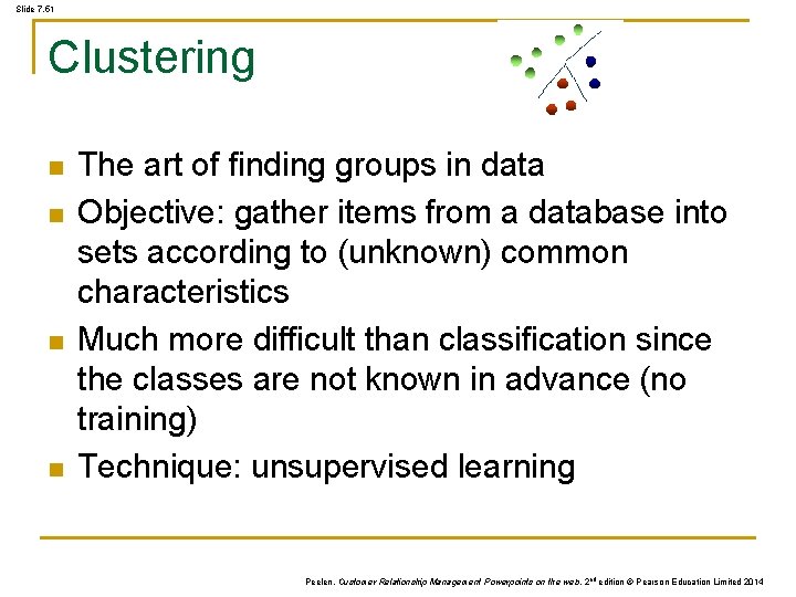 Slide 7. 51 Clustering n n The art of finding groups in data Objective: Slide 7. 51 Clustering n n The art of finding groups in data Objective: