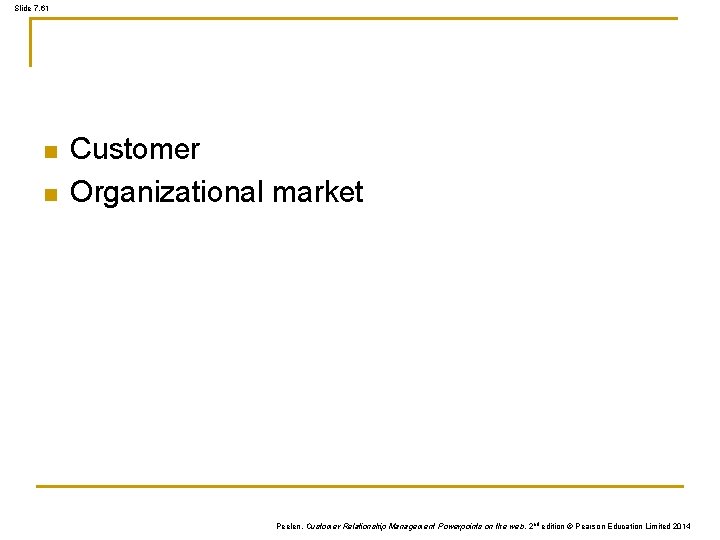 Slide 7. 61 n n Customer Organizational market Peelen, Customer Relationship Management Powerpoints on Slide 7. 61 n n Customer Organizational market Peelen, Customer Relationship Management Powerpoints on