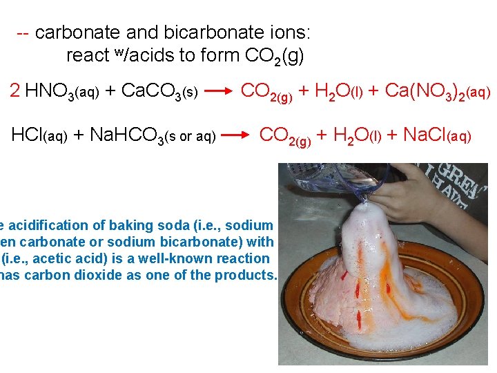 -- carbonate and bicarbonate ions: react w/acids to form CO 2(g) 2 HNO 3(aq)