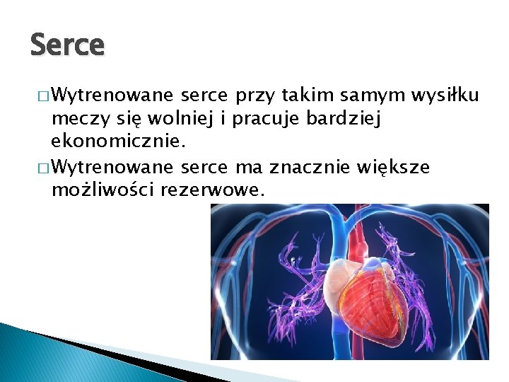 Serce � Wytrenowane serce przy takim samym wysiłku meczy się wolniej i pracuje bardziej