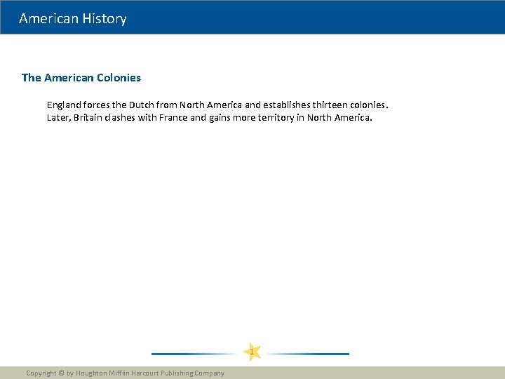 American History The American Colonies England forces the Dutch from North America and establishes