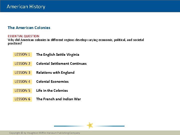 American History The American Colonies ESSENTIAL QUESTION Why did American colonies in different regions