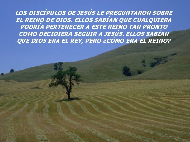 LOS DISCÍPULOS DE JESÚS LE PREGUNTARON SOBRE EL REINO DE DIOS. ELLOS SABÍAN QUE