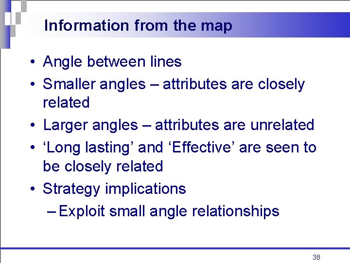 Information from the map • Angle between lines • Smaller angles – attributes are