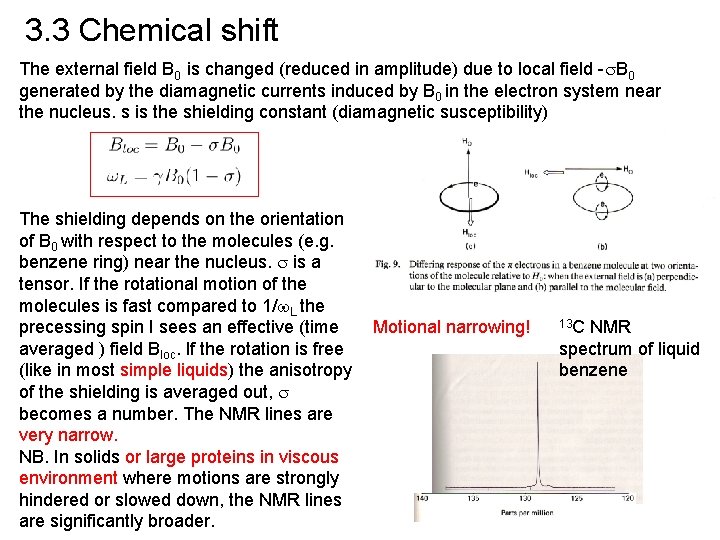 3. 3 Chemical shift The external field B 0 is changed (reduced in amplitude)