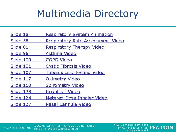 Multimedia Directory Slide Slide Slide 18 58 81 96 100 101 107 118 123