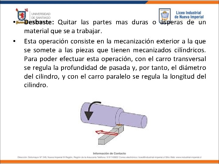  • • Desbaste: Quitar las partes mas duras o ásperas de un material