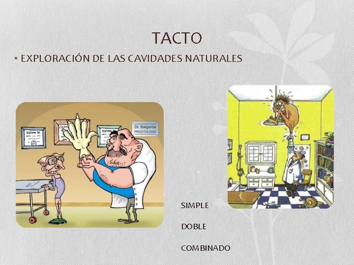 TACTO • EXPLORACIÓN DE LAS CAVIDADES NATURALES SIMPLE DOBLE COMBINADO 