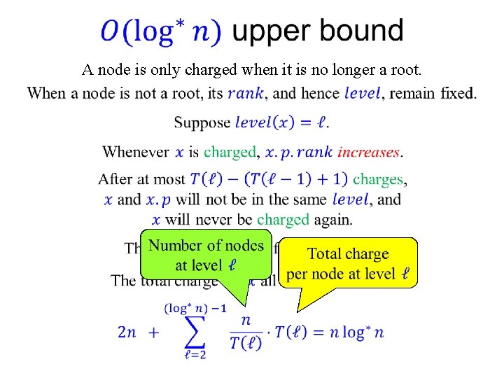  A node is only charged when it is no longer a root. 