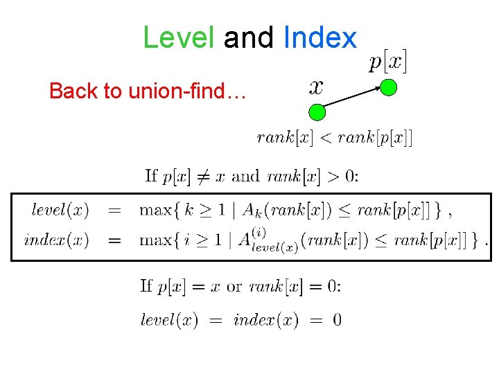 Level and Index Back to union-find… 