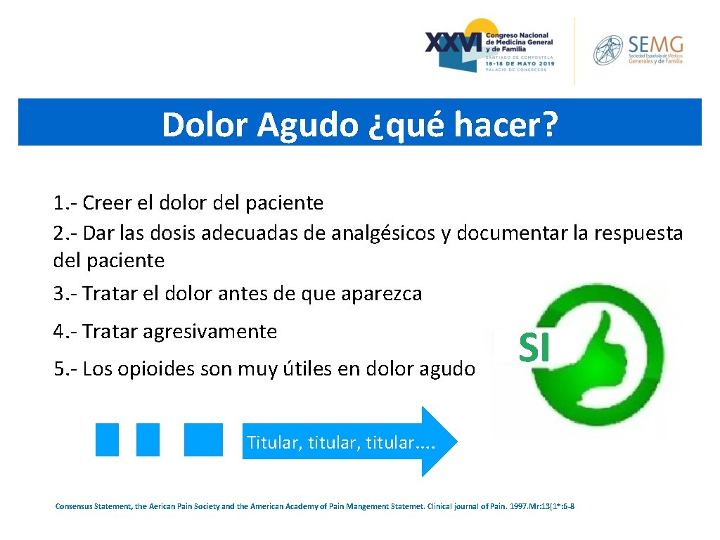 Dolor Agudo ¿qué hacer? 1. - Creer el dolor del paciente 2. - Dar Dolor Agudo ¿qué hacer? 1. - Creer el dolor del paciente 2. - Dar