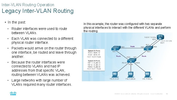 Inter-VLAN Routing Operation Legacy Inter-VLAN Routing § In the past: • Router interfaces were