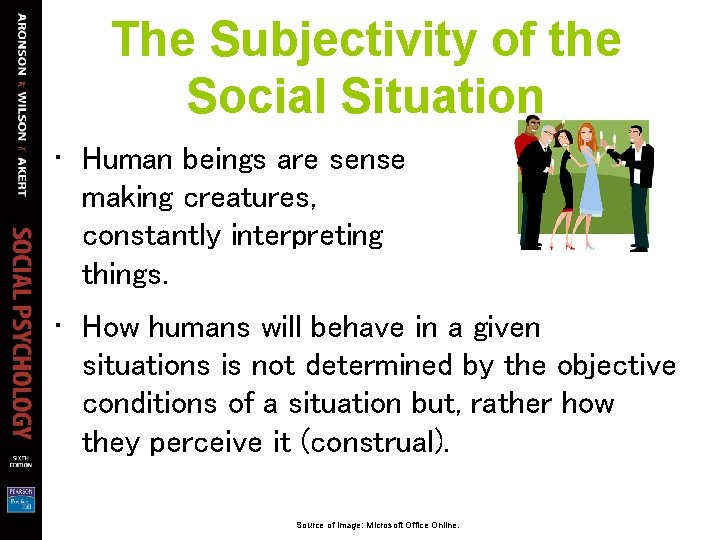 The Subjectivity of the Social Situation • Human beings are sense making creatures, constantly