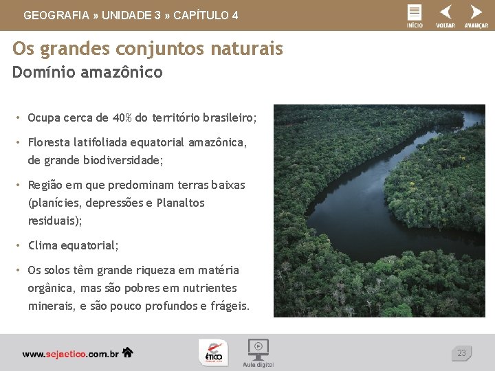 GEOGRAFIA » UNIDADE 3 » CAPÍTULO 4 Os grandes conjuntos naturais Domínio amazônico •