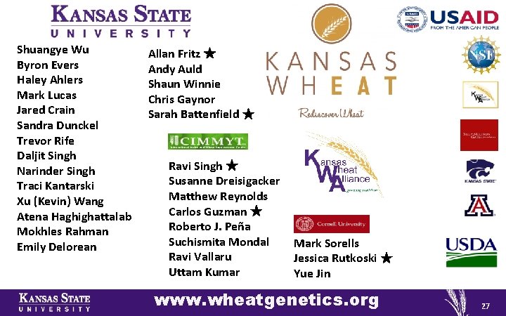 Shuangye Wu Byron Evers Haley Ahlers Mark Lucas Jared Crain Sandra Dunckel Trevor Rife