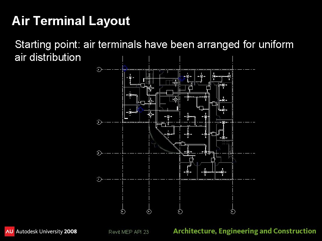 Air Terminal Layout Starting point: air terminals have been arranged for uniform air distribution