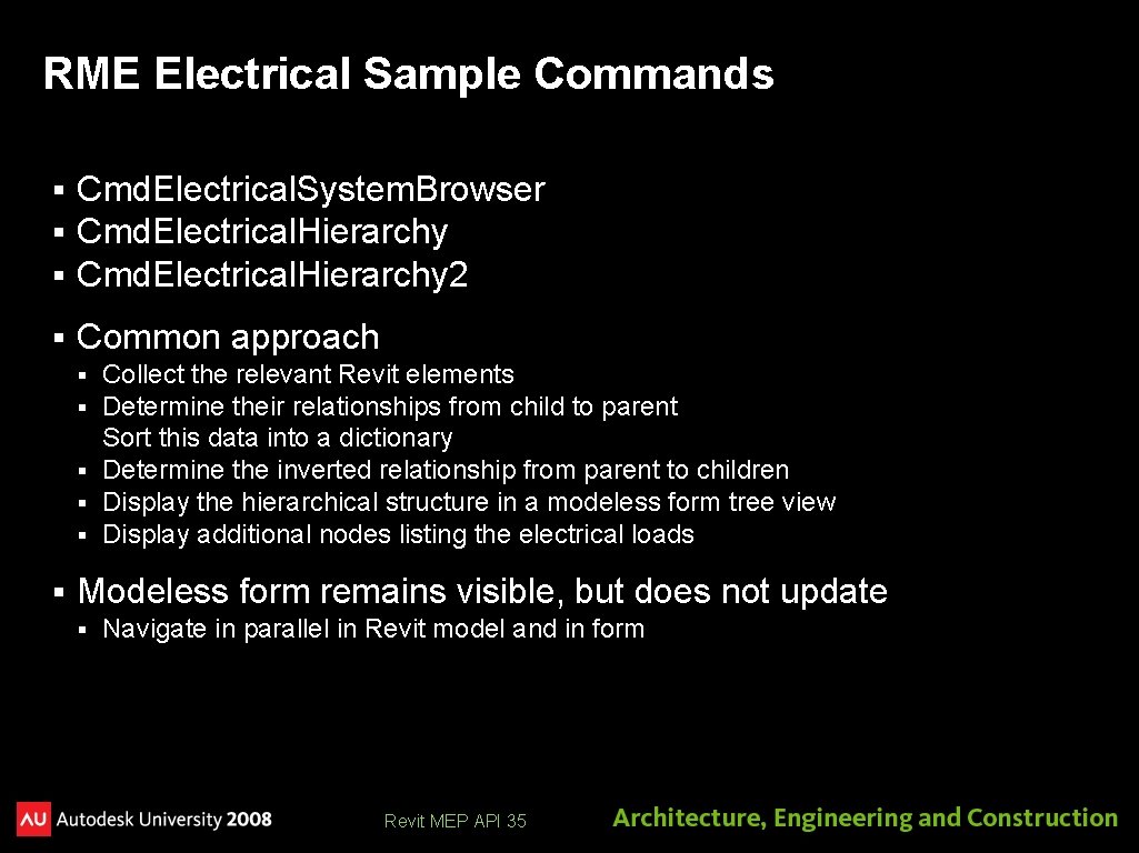 RME Electrical Sample Commands § § § Cmd. Electrical. System. Browser Cmd. Electrical. Hierarchy