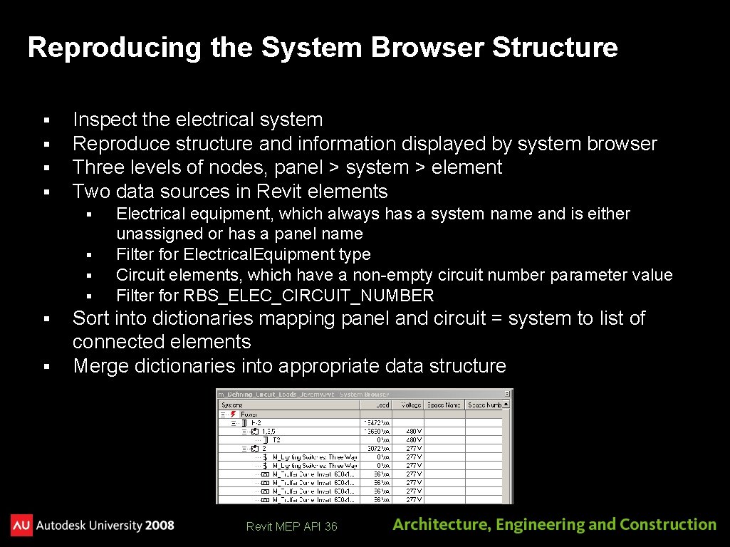 Reproducing the System Browser Structure § § Inspect the electrical system Reproduce structure and