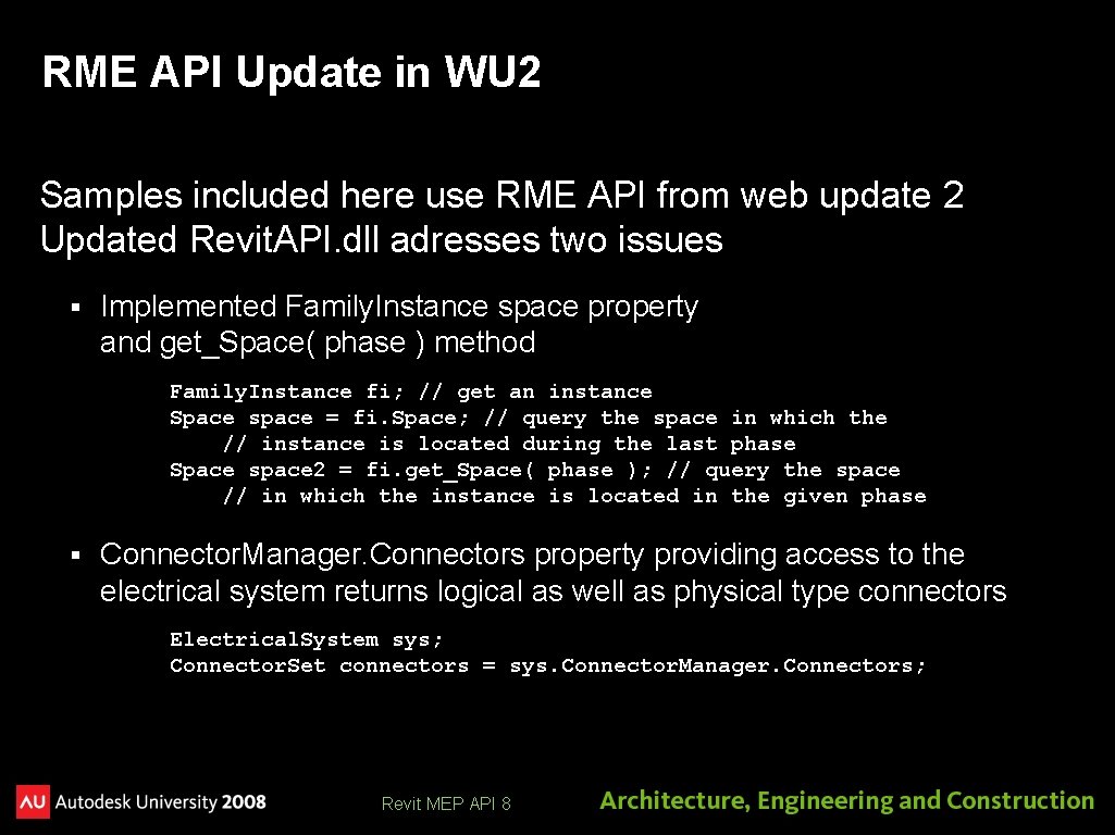 RME API Update in WU 2 Samples included here use RME API from web