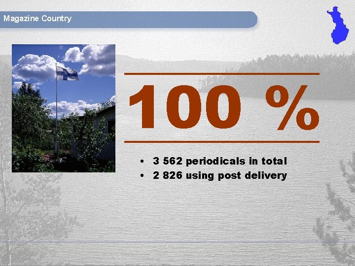 Magazine Country Introduction 100 % • 3 562 periodicals in total • 2 826