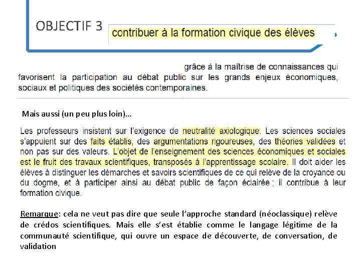 OBJECTIF 3 Mais aussi (un peu plus loin)… Remarque: cela ne veut pas dire OBJECTIF 3 Mais aussi (un peu plus loin)… Remarque: cela ne veut pas dire