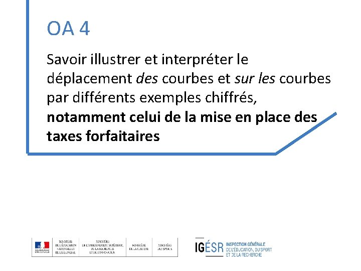 OA 4 Savoir illustrer et interpréter le déplacement des courbes et sur les courbes OA 4 Savoir illustrer et interpréter le déplacement des courbes et sur les courbes