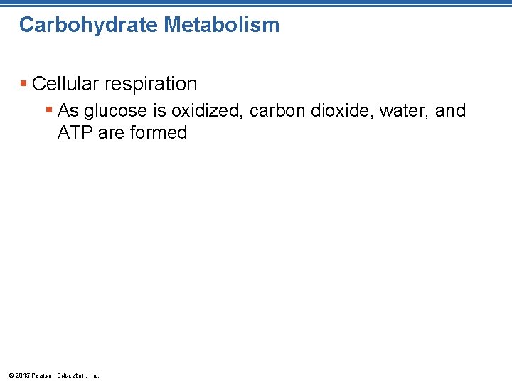 Carbohydrate Metabolism § Cellular respiration § As glucose is oxidized, carbon dioxide, water, and