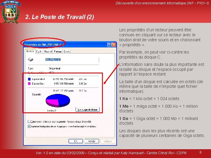 Découverte d’un environnement informatique (INF - P 101 -1) 2. Le Poste de Travail