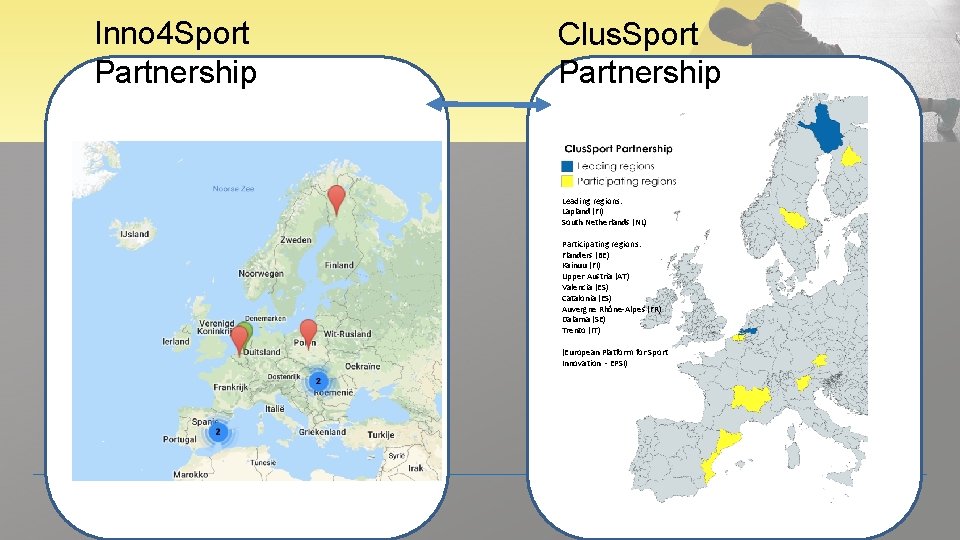 Inno 4 Sport Partnership Clus. Sport Partnership Leading regions: Lapland (FI) South Netherlands (NL)