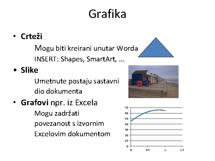 Grafika • Crteži Mogu biti kreirani unutar Worda INSERT: Shapes, Smart. Art, . .