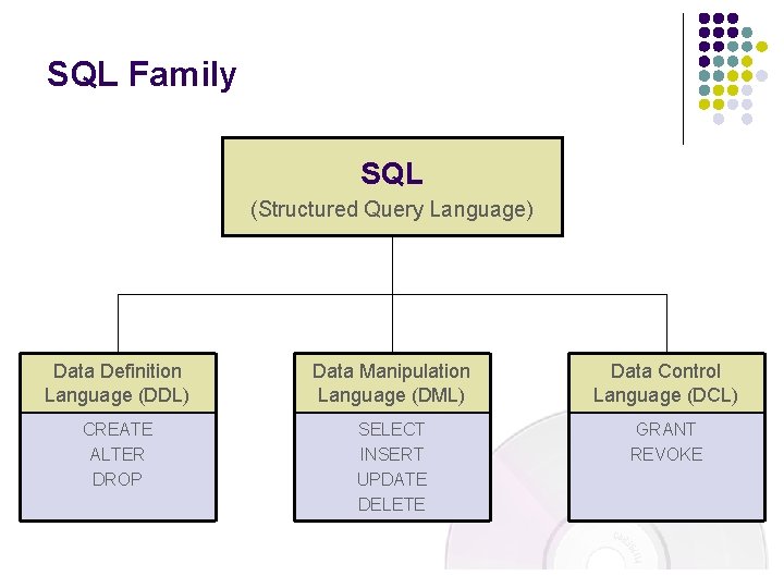 SQL Family SQL (Structured Query Language) Data Definition Language (DDL) Data Manipulation Language (DML) SQL Family SQL (Structured Query Language) Data Definition Language (DDL) Data Manipulation Language (DML)