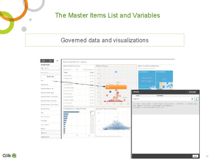 The Master Items List and Variables Governed data and visualizations 12 