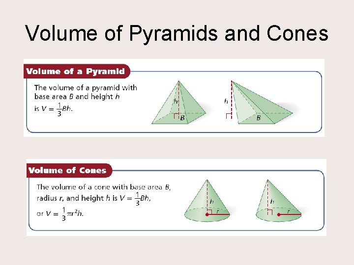 Volume of Pyramids and Cones 