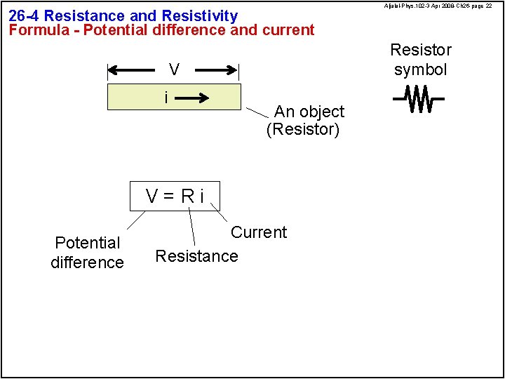 26 -4 Resistance and Resistivity Formula - Potential difference and current Resistor symbol V