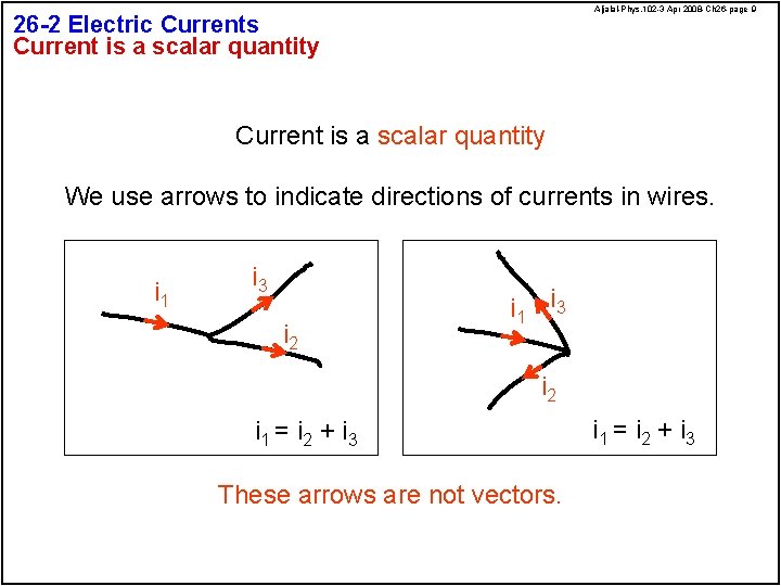 Aljalal-Phys. 102 -3 Apr 2008 -Ch 26 -page 9 26 -2 Electric Currents Current