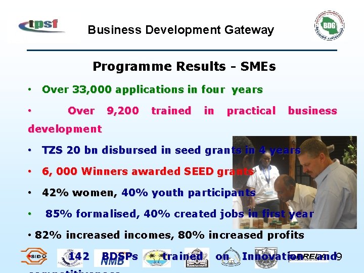Business Development Gateway Programme Results - SMEs • Over 33, 000 applications in four