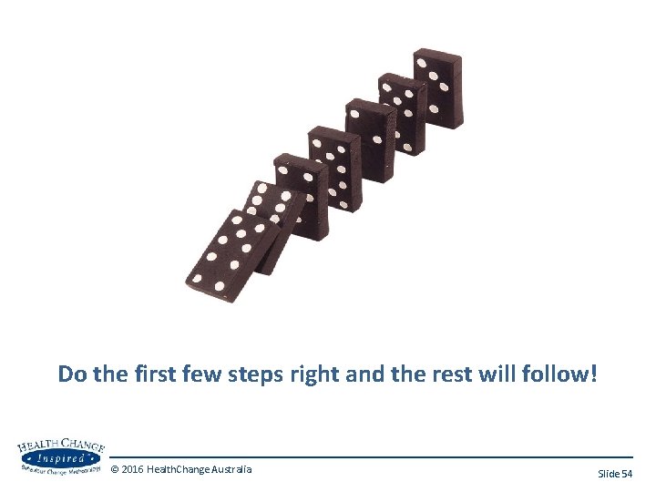 Do the first few steps right and the rest will follow! © 2016 Health.
