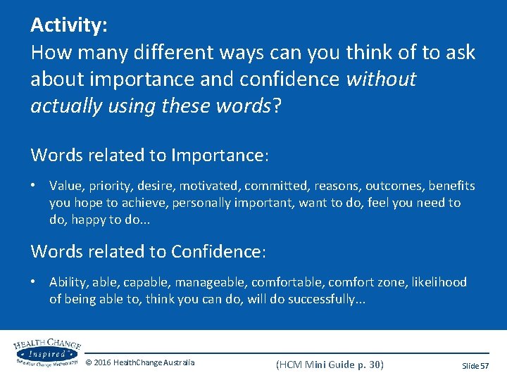 Activity: How many different ways can you think of to ask about importance and